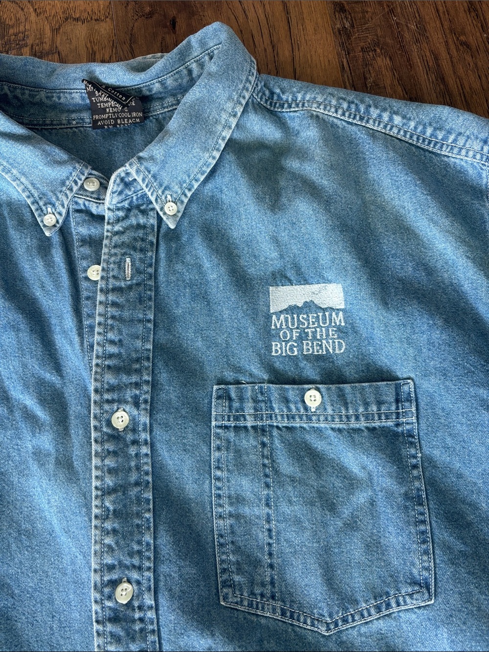 Vintage Camp David "Museum of the Big Bend" Embroidered Denim Button Down